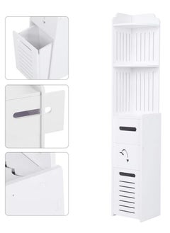 Generic FFD Bathroom Corner Cabinet with Multi-Level Storage, Freestanding Organizer Shelf with Hidden Trash Can, Toilet Paper Holder, Floor-Standing Space Saver  - Image 5
