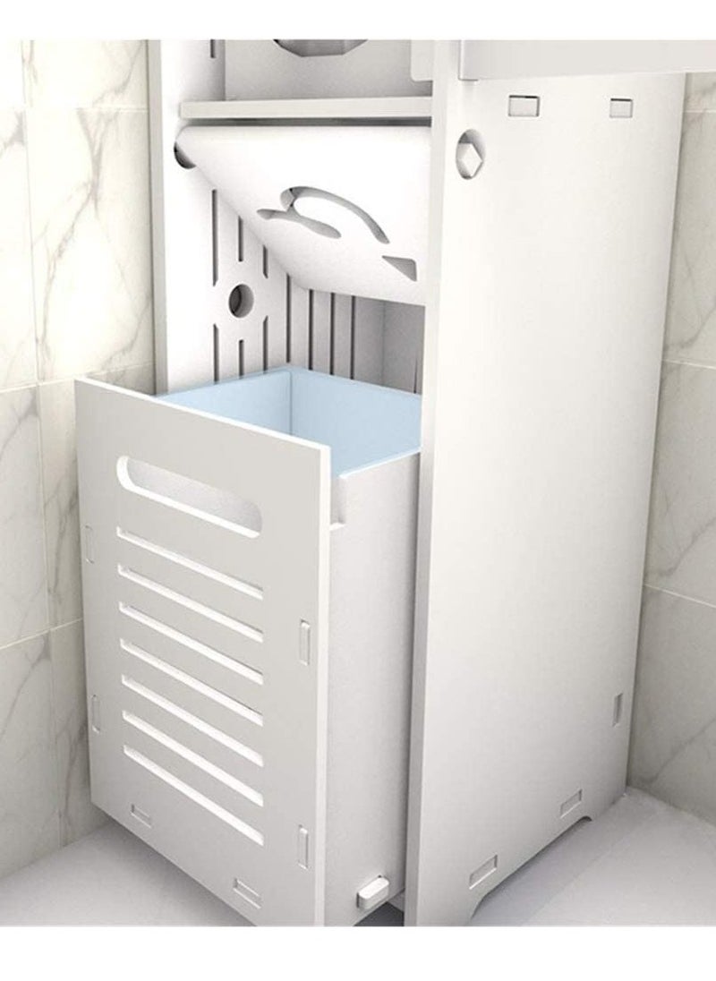 Generic - FFD Bathroom Corner Cabinet with Multi-Level Storage, Freestanding Organizer Shelf with Hidden Trash Can, Toilet Paper Holder, Floor-Standing Space Saver - Image 1