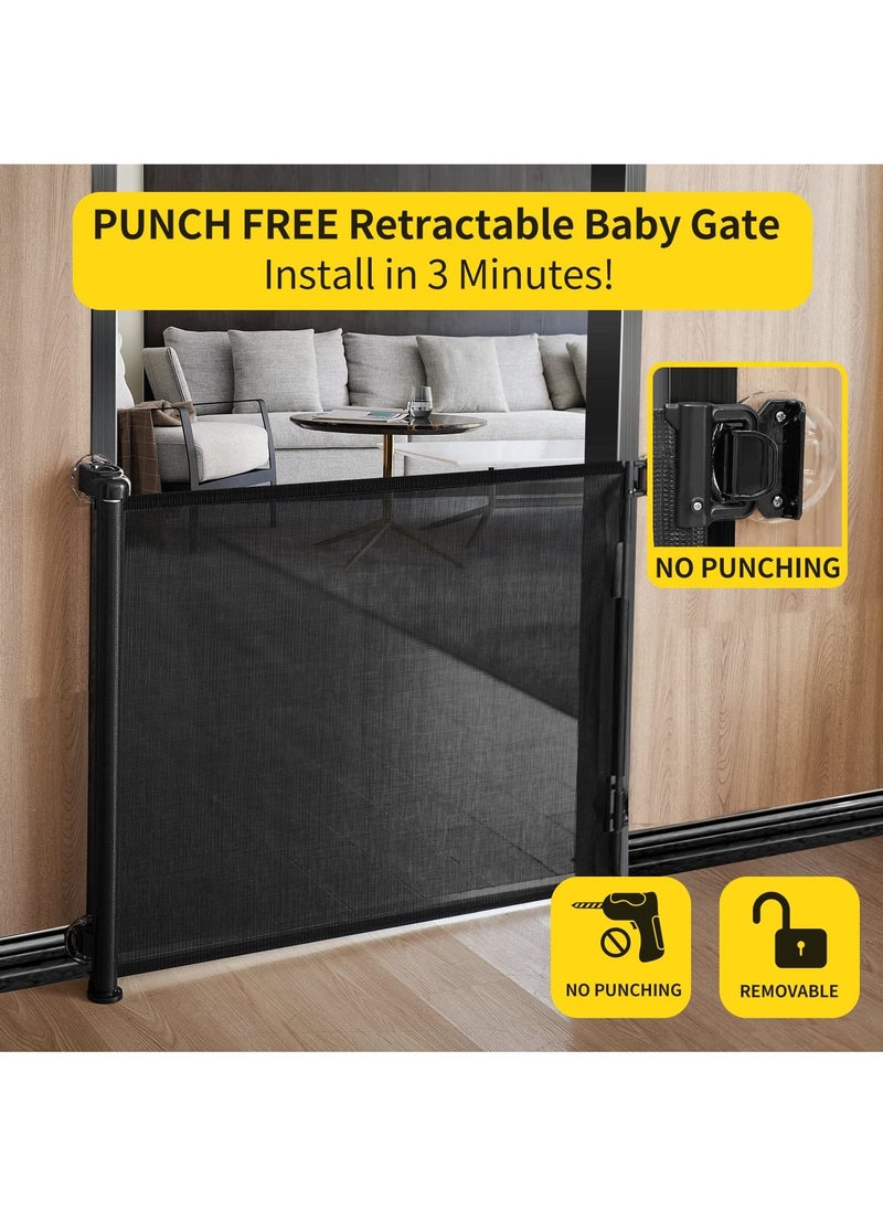 XiuWoo Punch-Free Smooth Wall No Drilling Install Retractable Adjustable Width and Height Mesh Baby Gate or Doorway Staircase Indoor Outdoor  - Image 4