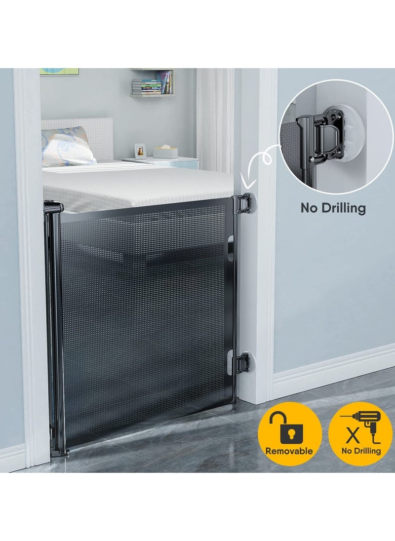 XiuWoo Punch-Free Smooth Wall No Drilling Install Retractable Adjustable Width and Height Mesh Baby Gate or Doorway Staircase Indoor Outdoor  - Image 2