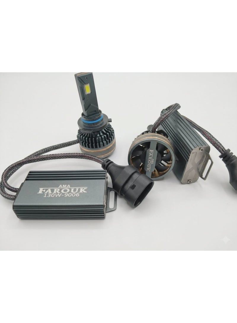 N6 9006 طقم لمبات ليد للسيارة 11000LM   – إضاءة بيضاء فائقة السطوع  – زوج لمبات LED -130 وات - Image 1