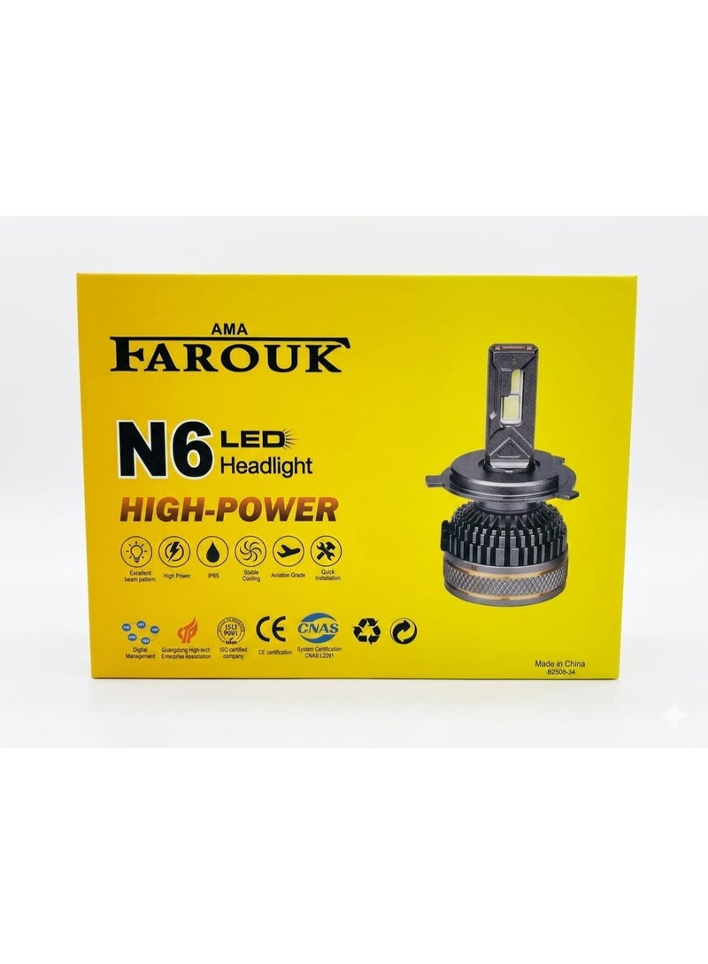 N6 9006 طقم لمبات ليد للسيارة 11000LM   – إضاءة بيضاء فائقة السطوع  – زوج لمبات LED -130 وات - Image 4
