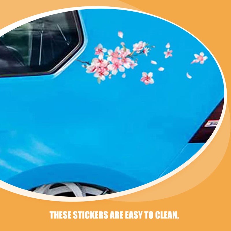 2pcs Cherry Blossom Car Stickers Floral Car Decals For Door Scratch Cover Bumper Decoration Cute Car Exterior Accessories For Women - Image 2
