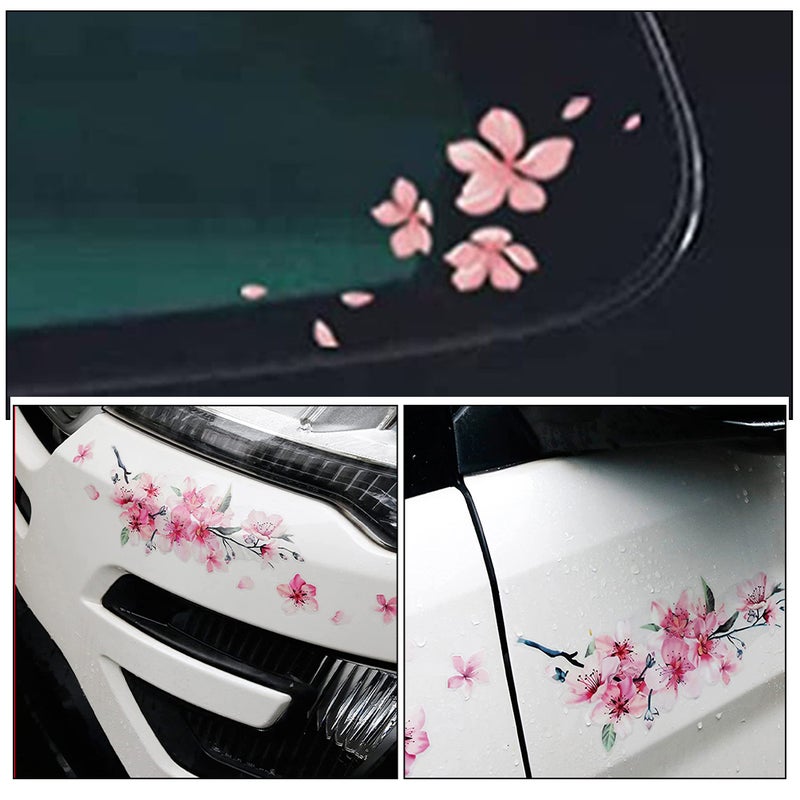 2pcs Cherry Blossom Car Stickers Floral Car Decals For Door Scratch Cover Bumper Decoration Cute Car Exterior Accessories For Women - Image 5