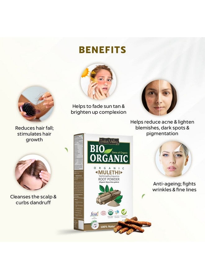 INDUS VALLEY 100% Natural Pure Mulethi Powder Yashimadhu Liquorice Glycyrrhiza glabra for hair and Skin care -100g - Image 3