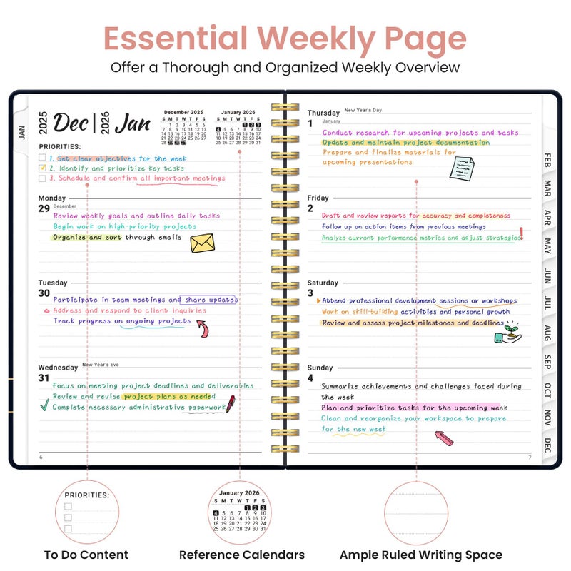 ZOTIA 2026 Planner  Weekly And Monthly Planner For Women  Jan 2026 - Dec 2026 Pretty 2026 Calendar Planner With Monthly Tabs  Inner Pocket  Spiral Binding  Perfect For Office Home School - 6.3"" X 8.5""  Garden Of Whimsy - Image 3