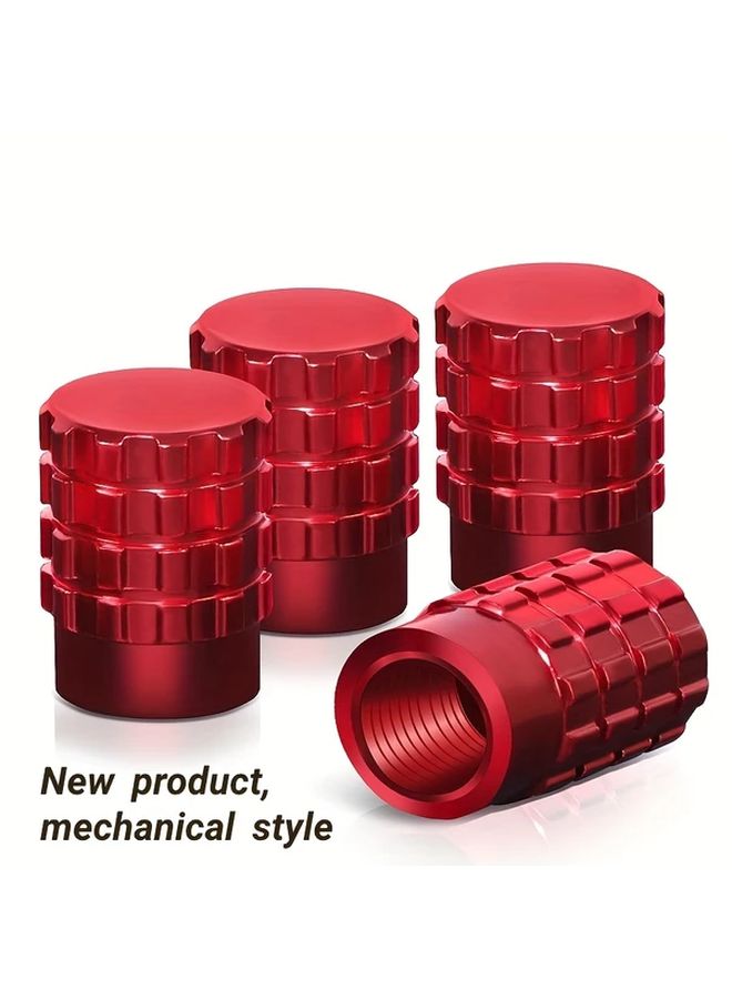 Red Mechanical Tire Valve Stem Caps Aluminum Alloy 6pcs Set for Car Motorcycle Bicycle - Image 5