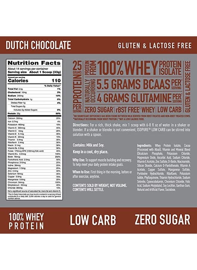 Whey Isolate Protein Powder with Vitamins and Minerals Dutch Chocolate 454g