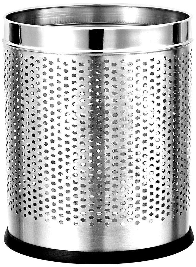 PUFFIN Stainless Steel Perforated Open Dustbin, Open-Top Easy Access, Ventilated Perforated Design, Durable 201 Stainless Steel, Silver, 8 x 12 in (10L) - Image 3