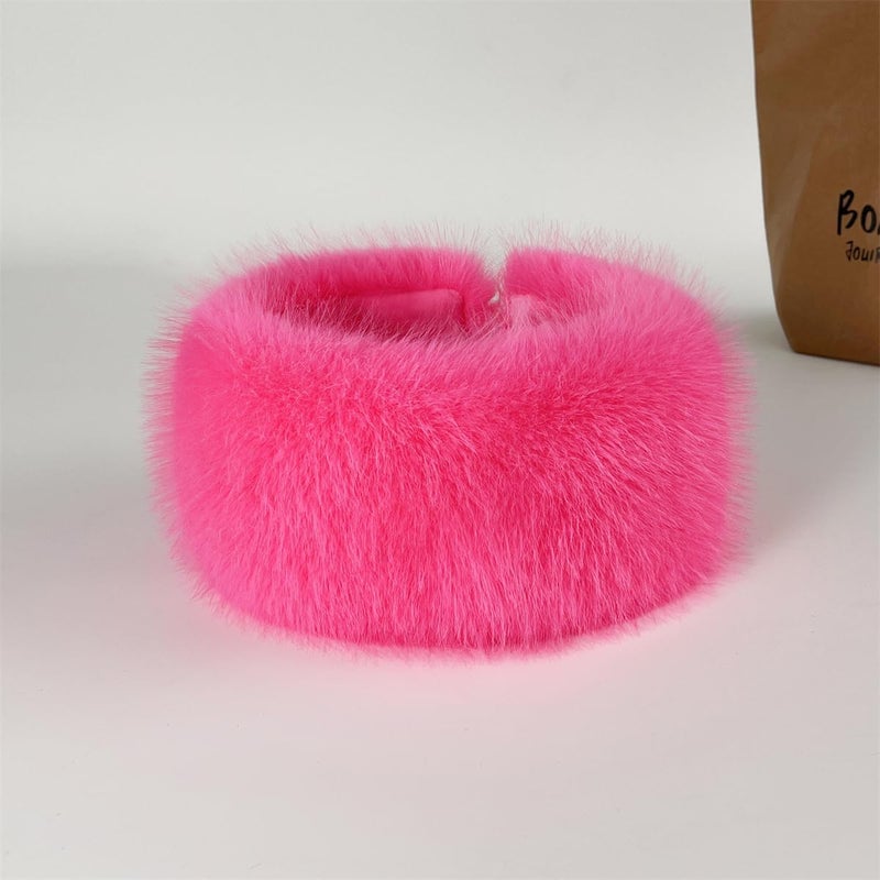 Dikoaina Womens Faux Fur Headband Winter Earwarmer Earmuff Ski - Image 2