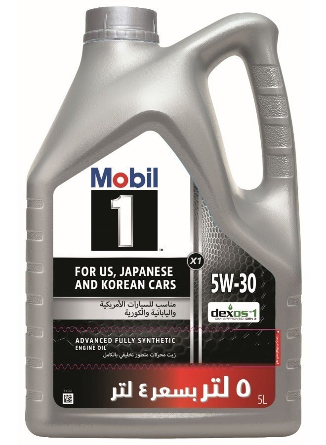 mobil 1 Advanced Full Synthetic Motor Oil 5W-30 5L X1 & ENGINE OIL FILTER Peugeot 301 - 3008 - 5008 - 508 / Citroën C-Elysée - C5 - C4 / DS7 / Opel Grand Land / Mini Cooper R56 2006-2013  - Made In France Bundle - Image 2