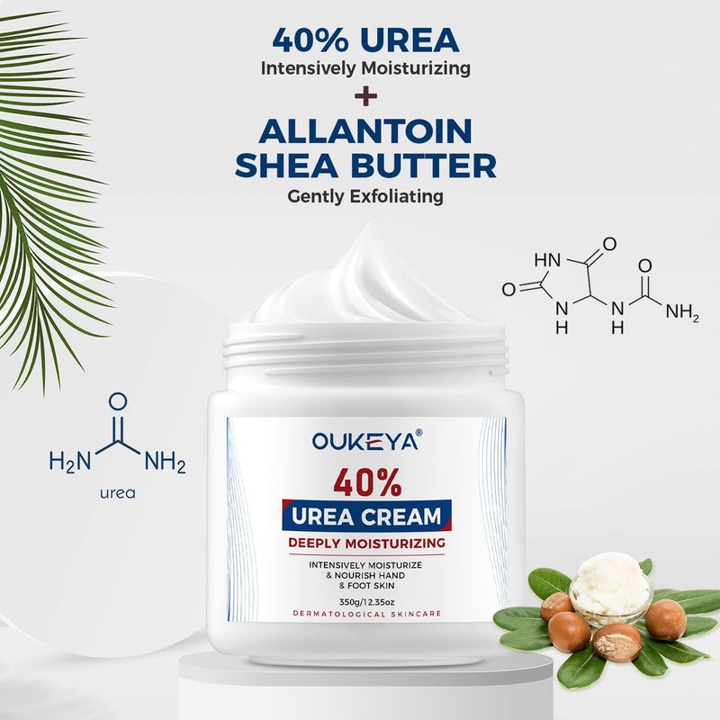 OUKEYA Urea Cream 40 Percent, Foot & Hand Cream for Dry Cracked, Urea Lotion for Feet Maximum Strength(12.35Oz X 2 Packs) - Image 5