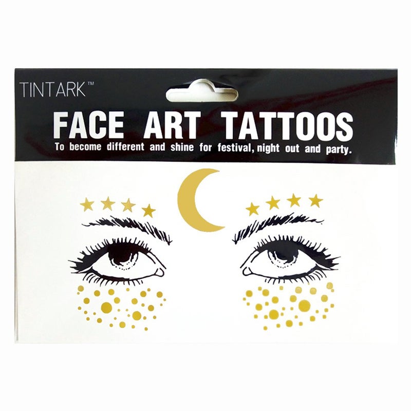LINGPAR Face Tattoo Sticker Metallic Shiny Temporary Water Transfer Tattoo for Professional Make Up Dancer Costume Parties, Shows Gold Glitter - Image 2