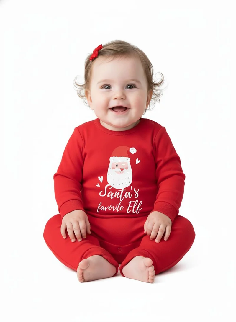 babyqlo Santa’s Favorite Elf Red Christmas Baby Romper