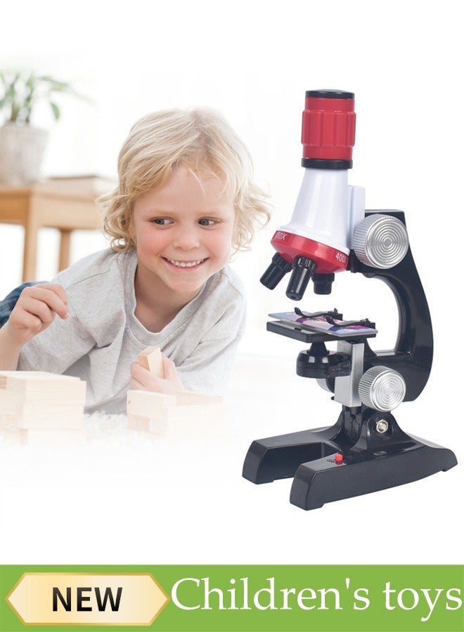 Microscope Kit, Creative Non-Toxic Material Portable Beginner Microscope Toyset with LED 400X and 1200X-Include Sample Prepared Slides,Educational and Scientific Toys for Kids Aged 3+, Two No. 5 batteries Required(Not Included）  - Image 1