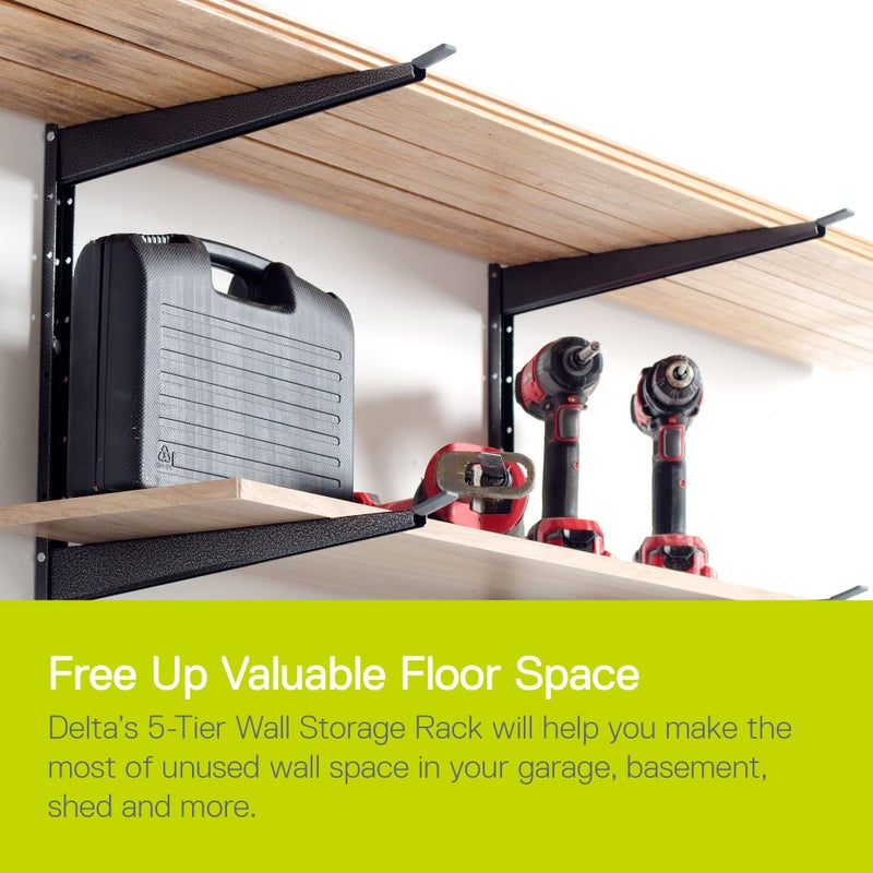 Delta Heavy Duty Lumber Storage Rack Cycle, Holds Up To 800 lbs - Easy to Install Wood Storage Rack With Fully Adjustable Arms - Steel Construction Storage Solution For Garage, Basement & Pantry - Image 2