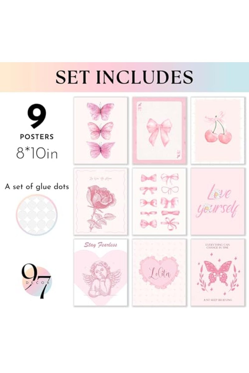 97 Decor Pink Coquette Room Decor Aesthetic - Vintage Coquette Wall Decor, Cute Coquette Posters For Girls Dorm Decorations, Girly Wall Art Prints Bow Pictures For Bedroom (8x10 Unframed) - Image 2