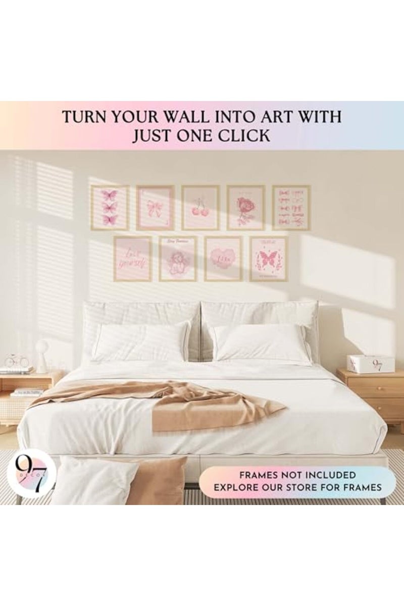 97 Decor Pink Coquette Room Decor Aesthetic - Vintage Coquette Wall Decor, Cute Coquette Posters For Girls Dorm Decorations, Girly Wall Art Prints Bow Pictures For Bedroom (8x10 Unframed) - Image 3