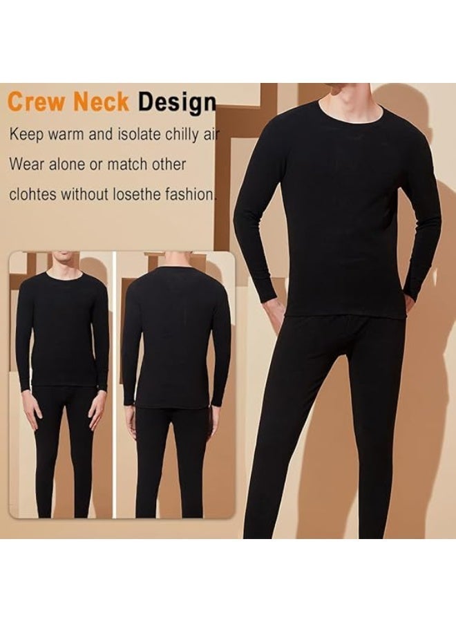 TIKNAL Men’s Thermal Underwear Fleece-Lined Soft Base Layer with Cashmere-Like Feel for Winter Black - Image 5