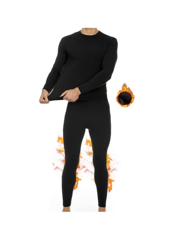TIKNAL Men’s Thermal Underwear Fleece-Lined Soft Base Layer with Cashmere-Like Feel for Winter Black - Image 2