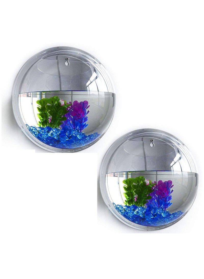 AS SEEN ON TV Fish Tank Acrylic Hanging Wall Mounted Hanging Fish Bowl for Aquarium Plant Fishes Clear 2Pc  - Image 1