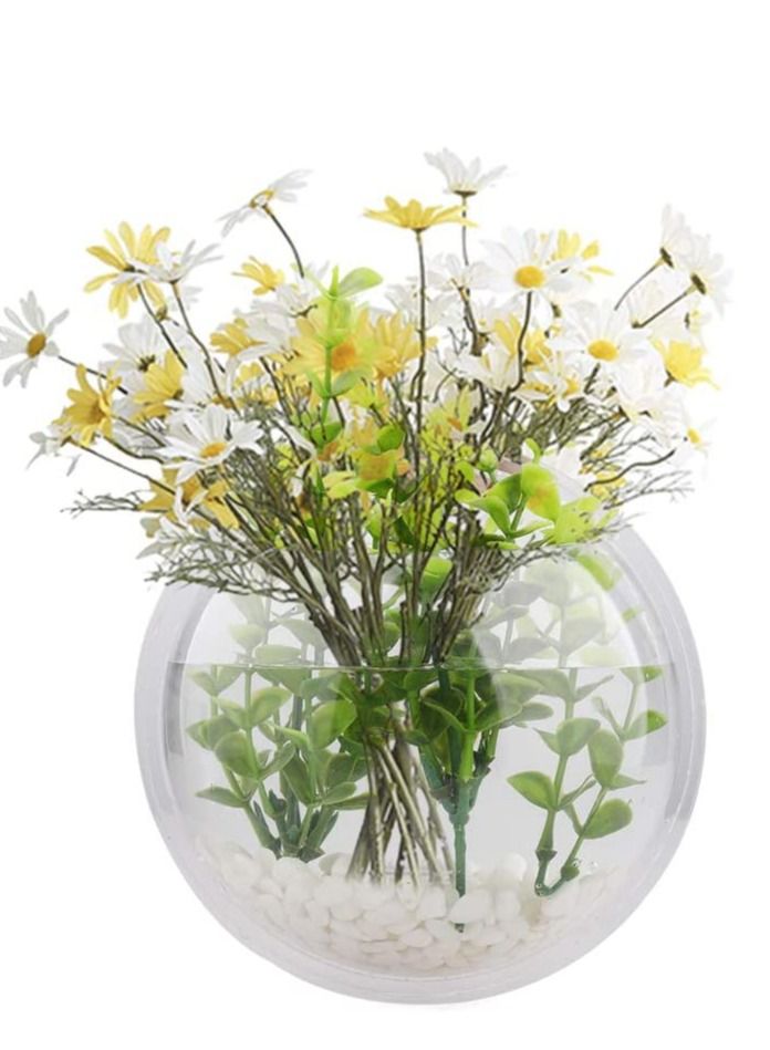Fish Tank Acrylic Hanging Wall Mounted Hanging Fish Bowl for Aquarium Plant Fishes Clear 2Pc
