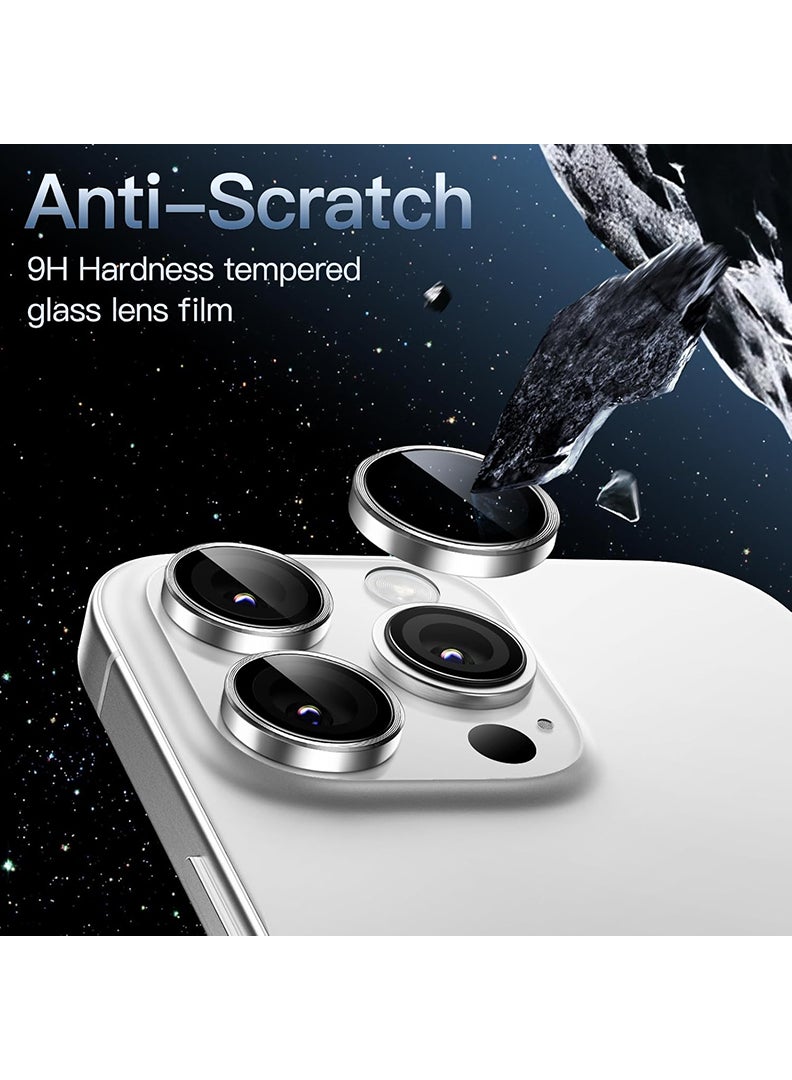 Theodor Camera Lens Protectors for iPhone 16 Pro/16 Pro Max Armorite Individual Lens Protectors, Scratch-Resistant Ultra-thin Tempered Glass with Aluminum Edging, (Silver) - Image 3