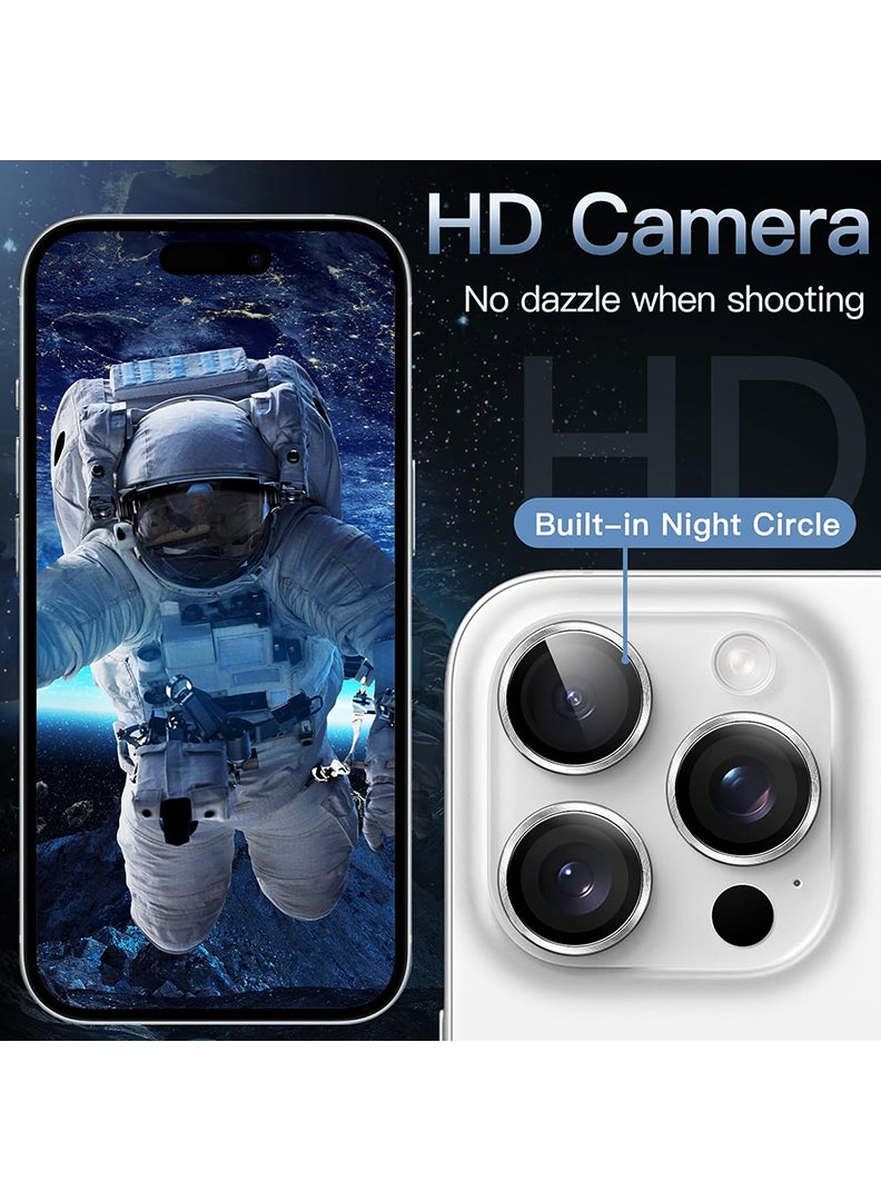 Theodor Camera Lens Protectors for iPhone 16 Pro/16 Pro Max Armorite Individual Lens Protectors, Scratch-Resistant Ultra-thin Tempered Glass with Aluminum Edging, (Silver) - Image 4