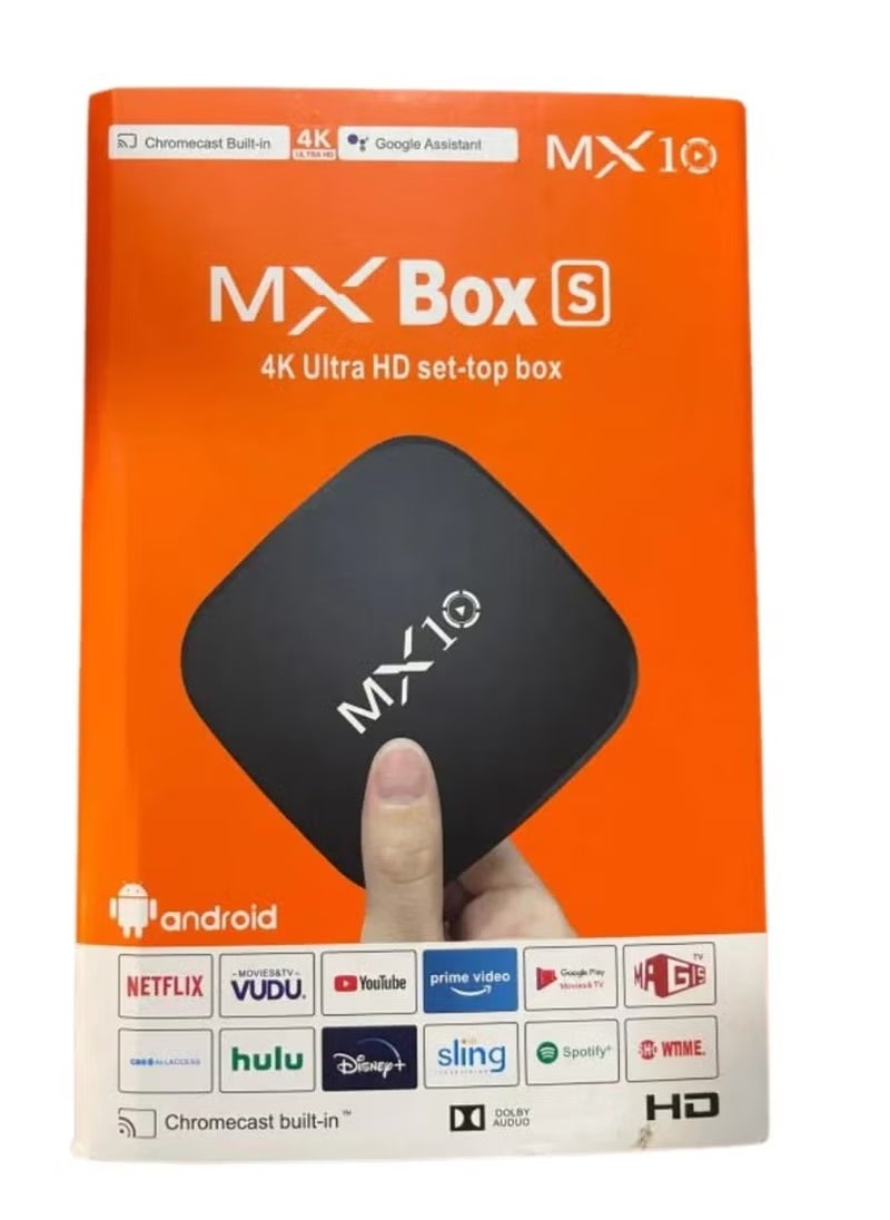 Unlock endless entertainment with the MX10 Box S Android TV Box featuring stunning 4K Ultra HD resolution, powerful quad-core processor, and high-speed dual-band 2.4G/5G WiFi for smooth streaming of YouTube, Netflix, IPTV, gaming, and apps – compact, easy HDMI setup for smart home entertainment