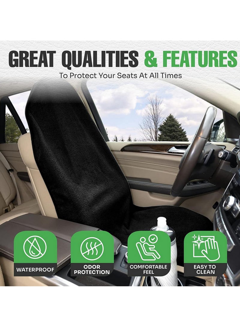 Waterproof Car Seat Towel Cover Protector with Adjustable Elastic Strap Non Slip Breathable Front and Rear Seat Cover for Baby Kids Adults Universal Fit Easy to Clean 29.5 x 56 Inches - Image 4