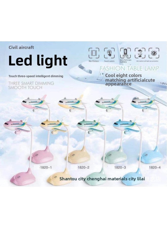Aircraft Touch Desk Lamp Three-gear Dimming Non-strobe Touch Switch Lithium Ion Battery 360-degree Rotating Eye Protection-Specifications:Cartoon Aircraft Touch Table Lamp (60 Boxes)  - Image 3