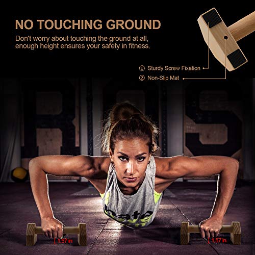 airogym Push-up Stand, 2 PCS Wood Pushup Bars Non-Slip Base Exercise Home Workout Equipment, 30CM Wooden Parallettes Handle Stands Grip for Men Strength Training, Planks Calisthenics - Image 5