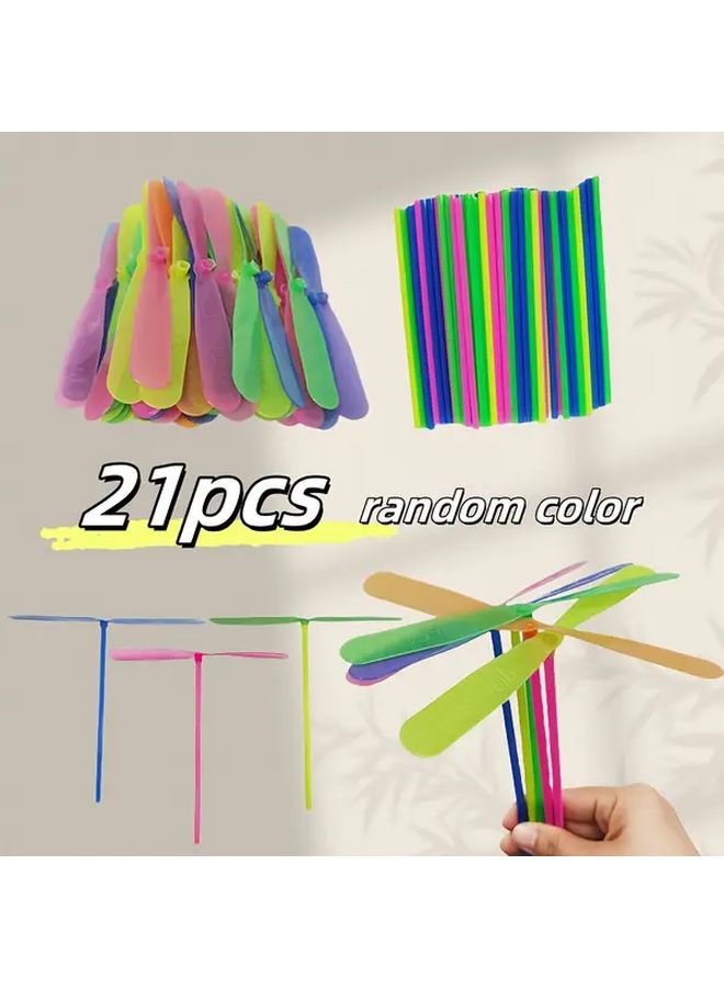 21 قطعة هليكوبتر بلاستيكية ملونة لعبة STEM سهلة التركيب هدية علمية تعليمية - Image 1