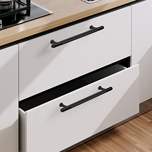 9BUILD 10 Pack 7 Inch Knurled Cabinet Pulls Matte Black Kitchen Cabinet Handles Cabinet Hardware Black Handles for Cabinets Cupboard Handles T Bar Handles - Image 3