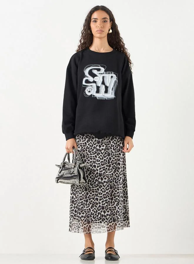 اس بي كاركترز سويت شيرت بأكمام طويلة وطبعات