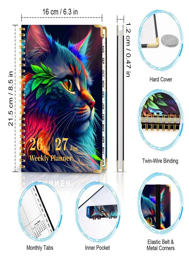 METEOROCK 2026-2027 Weekly Planner from Jul 2026 - Jun 2027, 6.3" X 8.5" Monthly Planner for Women Men, Daily Planner with Monthly Tabs, Agenda Planner for School/Work, Calendar Planner 2026-2027 - Image 2