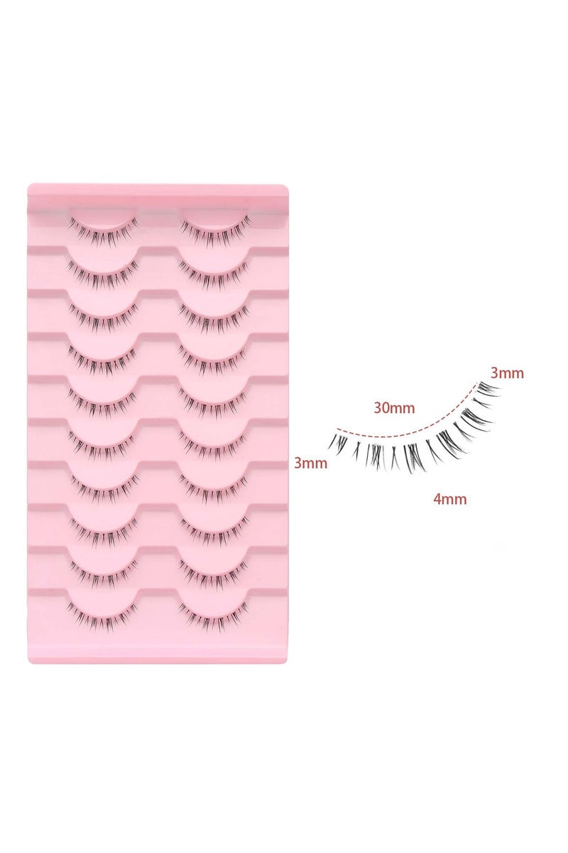 10 Pairs Bottom Lashes Strip Clear Band Lower Lashes Natural Lower Eyelashes Extension Cosplay Bottom Eyelashes Reusable - Image 3