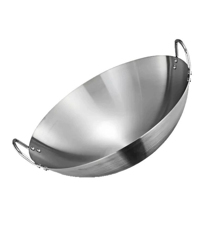 12.6 Inch Diameter Heavy Duty Stainless Steel Double Handled Wok with Non Stick Sanded Surface Commercial Grade for Kitchen and Home Use - Image 5