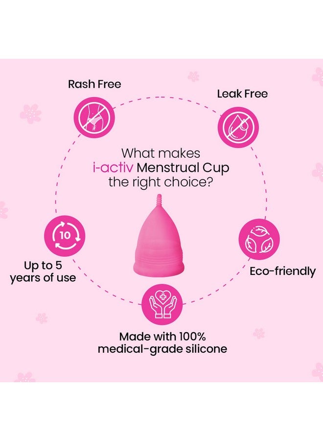 i-activ i-activ Menstrual Cup For Women With Free Sterilizer Case | Large (L) Pack Of 1 | Rash Free, Leak Free & Ultra Soft Period Cups For Women | 100% Medical Grade Silicone | 8-10 Hrs Protection  - Image 3