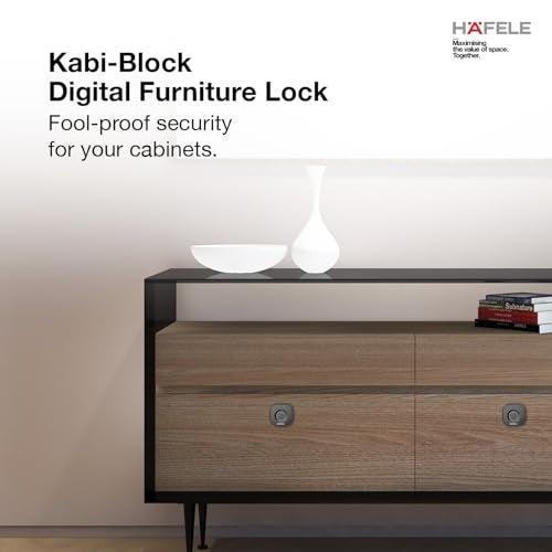 Hafele Kabi-Block Cabinet Lock, Matt Black, Capacitive Fingerprint Access, Status Indicator, Smart Lock for Cabinets and Drawers - Image 2
