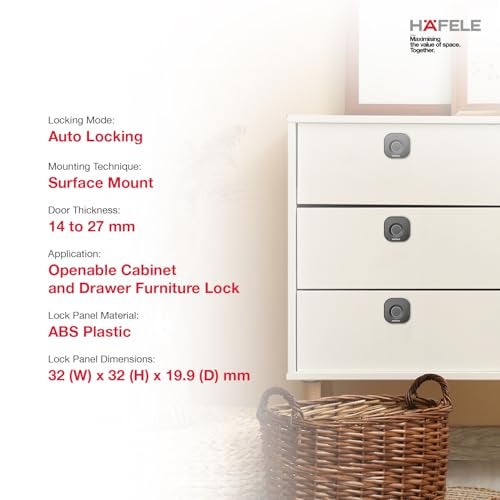 Hafele Kabi-Block Cabinet Lock, Matt Black, Capacitive Fingerprint Access, Status Indicator, Smart Lock for Cabinets and Drawers - Image 4