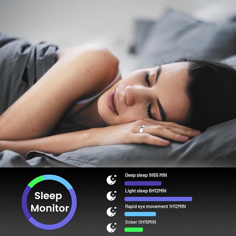 Arabest Smart Ring for Women & Men, Smart Ring Health Tracker, Blood Oxygen & Heart Rate Monitor, Long Lasting Battery Sleep Ring, Waterproof Fitness Ring (Gold, #7) - Image 4