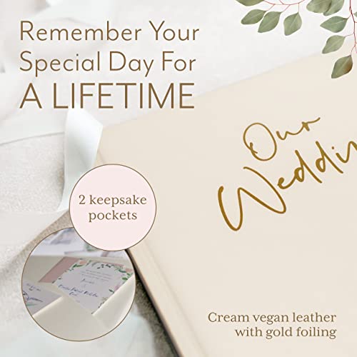 Your Perfect Day Personalized Large Memory Book for Family, Wedding, Anniversary, Guest Memory Book - Photo Album Scrapbook - 50 Blank Pages Can Fit 200 Pictures - Wedding Scrapbook Album (Gold&Cream) - Image 2