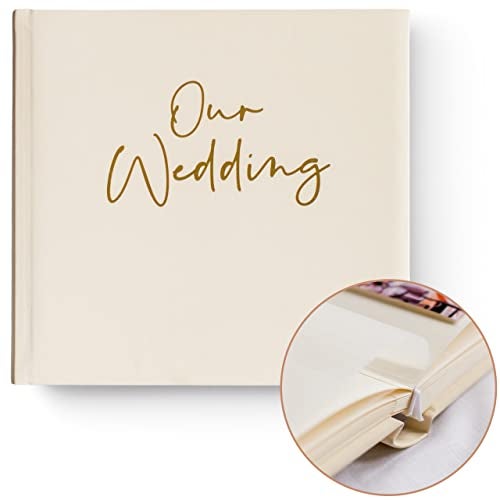 Your Perfect Day Personalized Large Memory Book for Family, Wedding, Anniversary, Guest Memory Book - Photo Album Scrapbook - 50 Blank Pages Can Fit 200 Pictures - Wedding Scrapbook Album (Gold&Cream) - Image 1