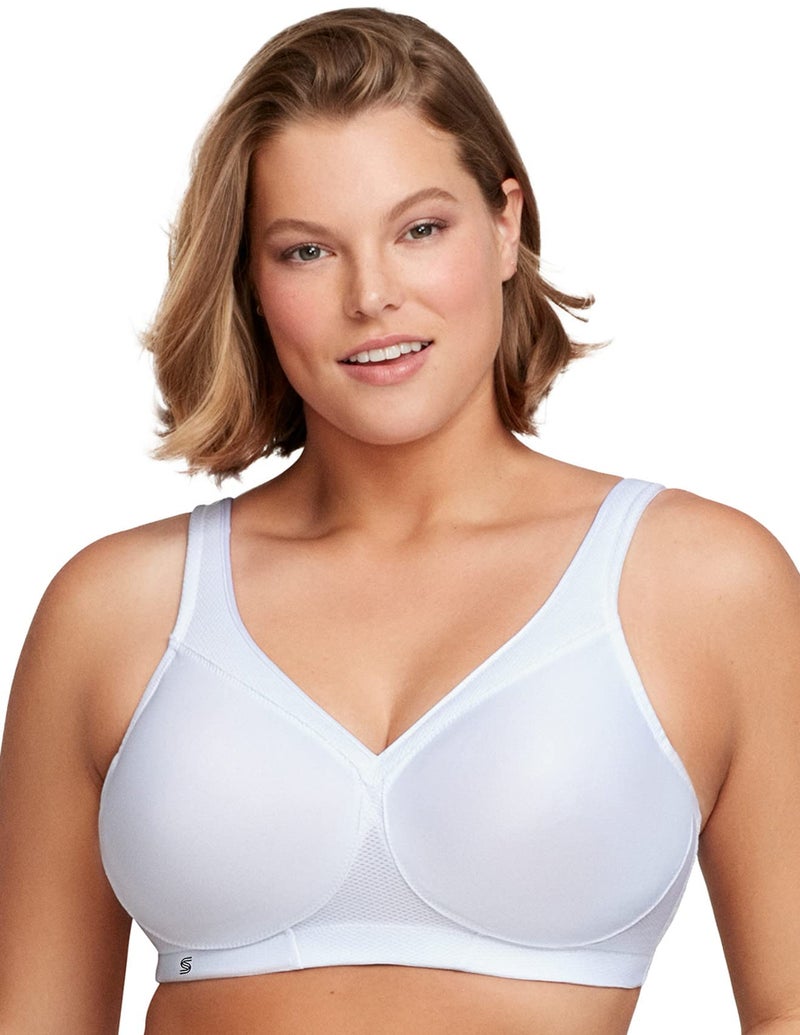 Glamorise Full Figure Plus Size MagicLift Seamless Sports Bra Wirefree #1006 White - Image 1
