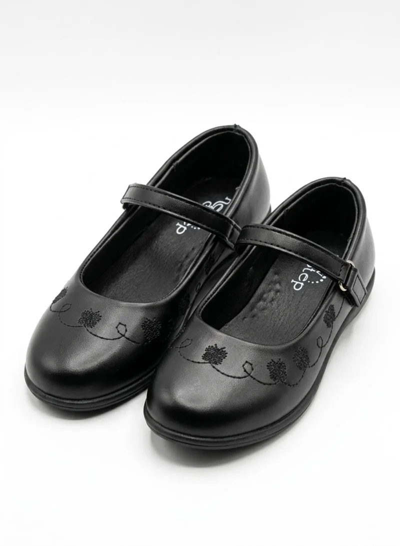 بيبي كلو Girls Black Embroidered Mary Jane Shoes