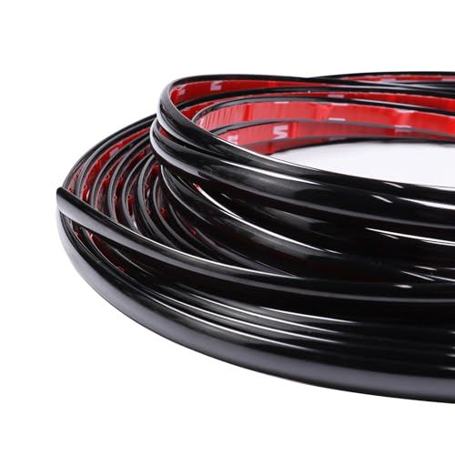 SBWLKJ 25Ft Automotive Trim Molding Glossy Black 1/2"(12mm) Universal Car Side Moldings(Self Adhesive) UV-Protected Scratch-Proof for All Vehicles Body Door Window Bumper - Image 1