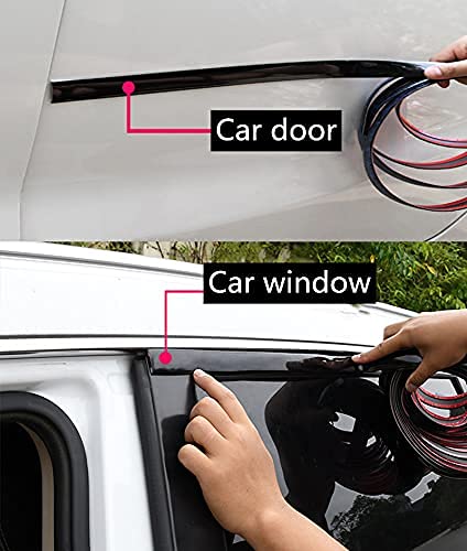 SBWLKJ 25Ft Automotive Trim Molding Glossy Black 1/2"(12mm) Universal Car Side Moldings(Self Adhesive) UV-Protected Scratch-Proof for All Vehicles Body Door Window Bumper - Image 5