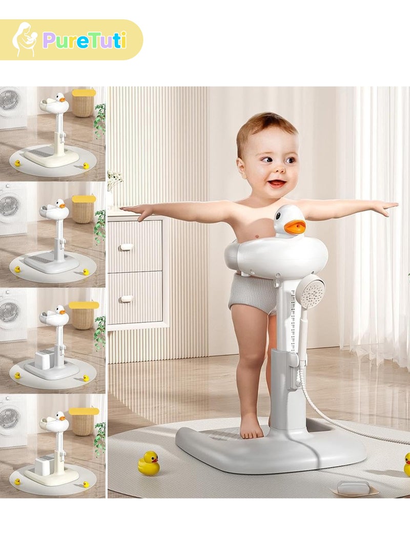 طفل نقي حامل استحمام للأطفال مع كرسي دعم، حامل استحمام قابل للتعديل للأطفال الصغار مع دعم للاستحمام ومضاد للانزلاق ومضاد للإغراق وسهل التنظيف وهدية مثالية للأطفال الرضع من عمر 6 إلى 36 شهرًا - Image 3