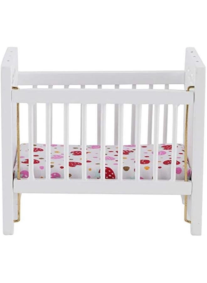Baby Doll Bed, Wooden Doll Bed Baby Bed Toy Baby Toy Crib Doll Bedding for Dollhouse  - Image 1